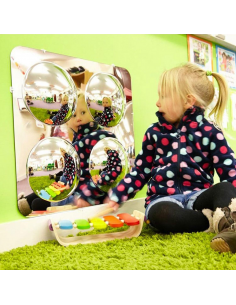 Pannello a specchio acrilico con 4 cupole convesse 490mm er aule e nidi