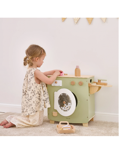 Lavatrice giocattolo in legno PolarB con accessori