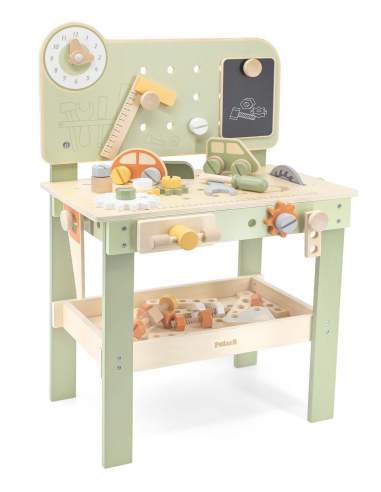 Banco da lavoro giocattolo in legno PolarB con attrezzi