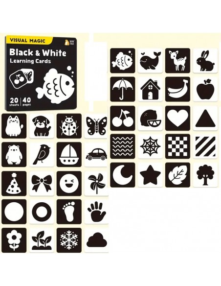 Flashcards in bianco e nero per neonati (0-3 mesi)