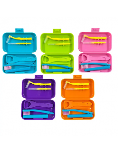 Kit igiene orale da viaggio per bambini con custodia colorata