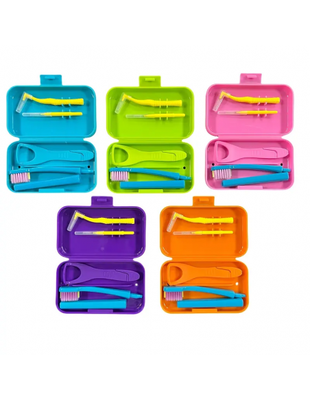 Kit igiene orale da viaggio per bambini con custodia colorata