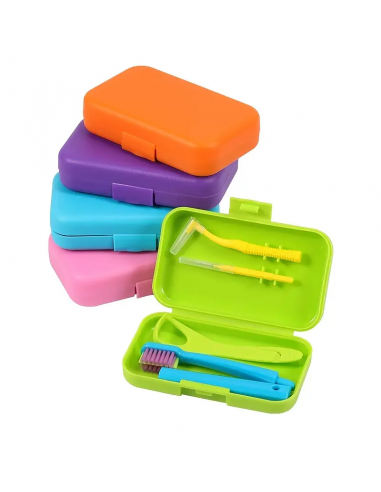 Kit igiene orale da viaggio per bambini con custodia colorata