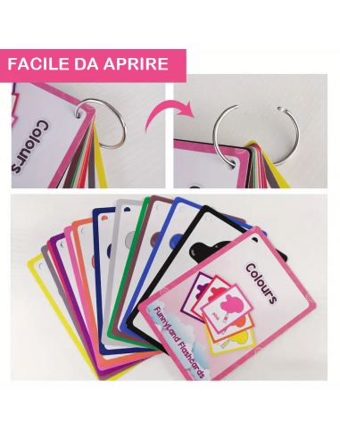 Flashcard colori e forme per bambini con anello apribile