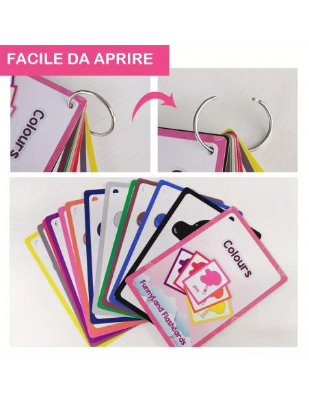 Flashcard colori e forme per bambini con anello apribile