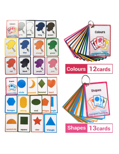Flashcard colori e forme per bambini con anello apribile