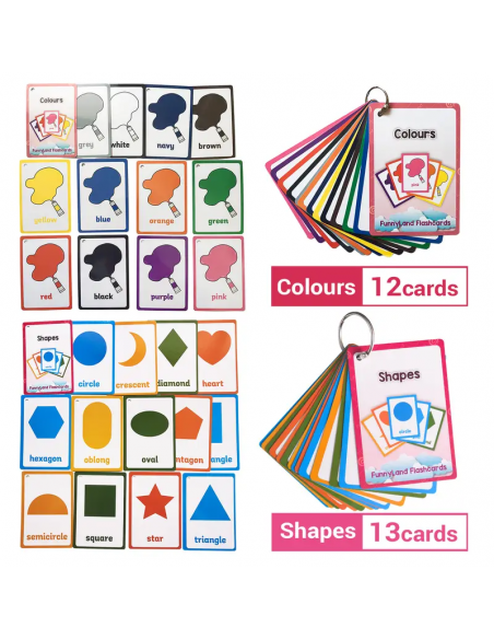 Flashcard colori e forme per bambini con anello apribile
