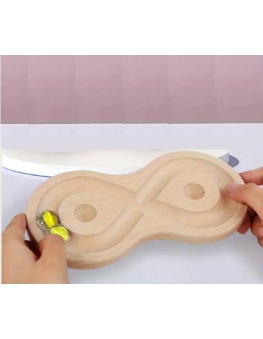 Gioco di abilità motorie in legno – Labirinto a forma di 8 con biglie