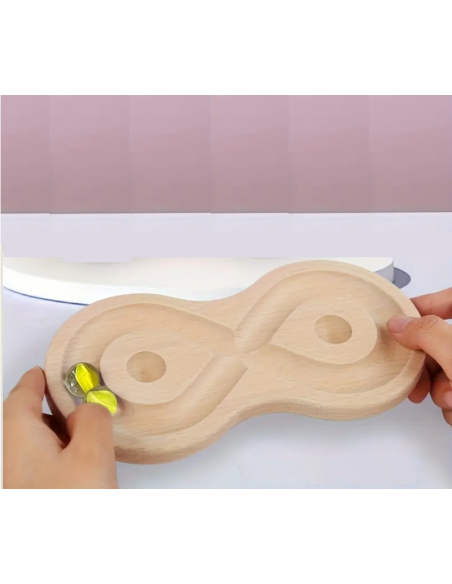 Gioco di abilità motorie in legno – Labirinto a forma di 8 con biglie