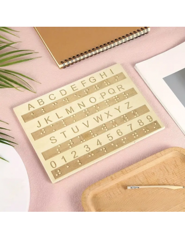 Alfabeto in Legno Braille con Lettere e Numeri in Rilievo