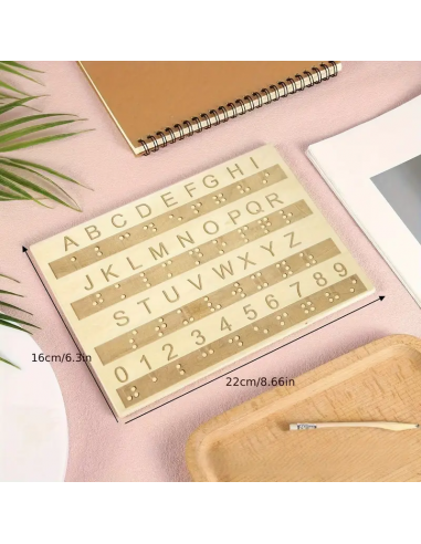 Alfabeto in Legno Braille con Lettere e Numeri in Rilievo