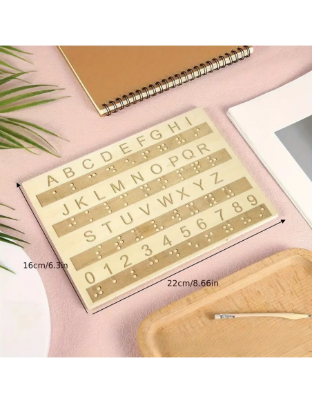 Alfabeto in Legno Braille con Lettere e Numeri in Rilievo