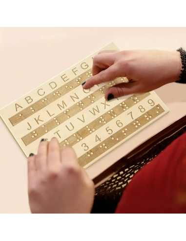 Alfabeto in Legno Braille con Lettere e Numeri in Rilievo