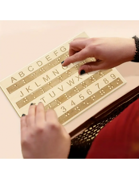 Alfabeto in Legno Braille con Lettere e Numeri in Rilievo