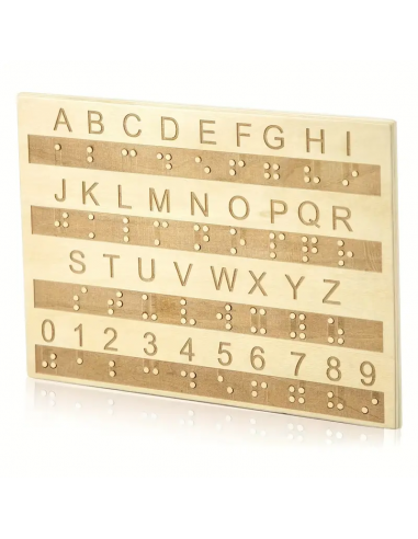 Alfabeto in Legno Braille con Lettere e Numeri in Rilievo