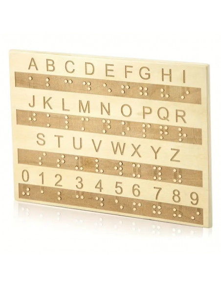 Alfabeto in Legno Braille con Lettere e Numeri in Rilievo