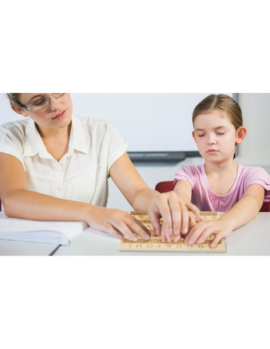 Alfabeto in Legno Braille con Lettere e Numeri in Rilievo