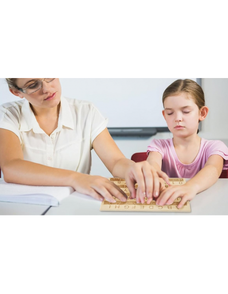 Alfabeto in Legno Braille con Lettere e Numeri in Rilievo