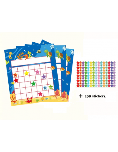 Tabella delle Stelline Premio 3pz + 150 adesivi motivazionali