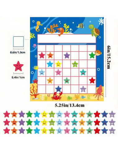 Tabella delle Stelline Premio 3pz + 150 adesivi motivazionali