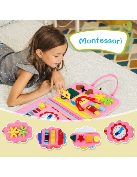 Borsetta delle Allacciature Montessori Rosa – Autonomia e Motricità Fine