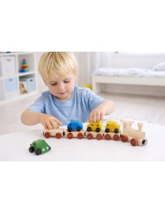 Treno magnetico in legno con auto