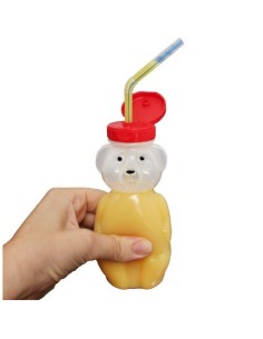 Kit bottiglia orsetto con blocco e valvola per cannucce