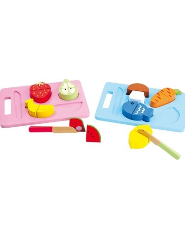 Set alimenti da tagliare in legno con velcro – 2 taglieri