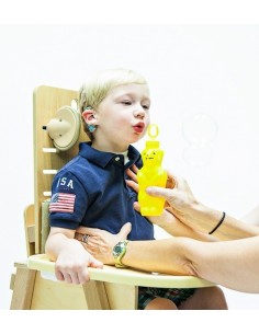 Orsetto Bolle – Contenitore antirovesciamento per esercizi a soffio