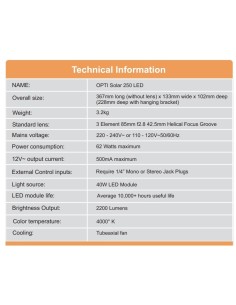 Proiettore Opti Solar 250 LED