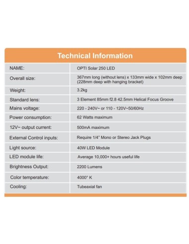 Proiettore [OPTI] Solar 250 LED – Effetti sensoriali professionali