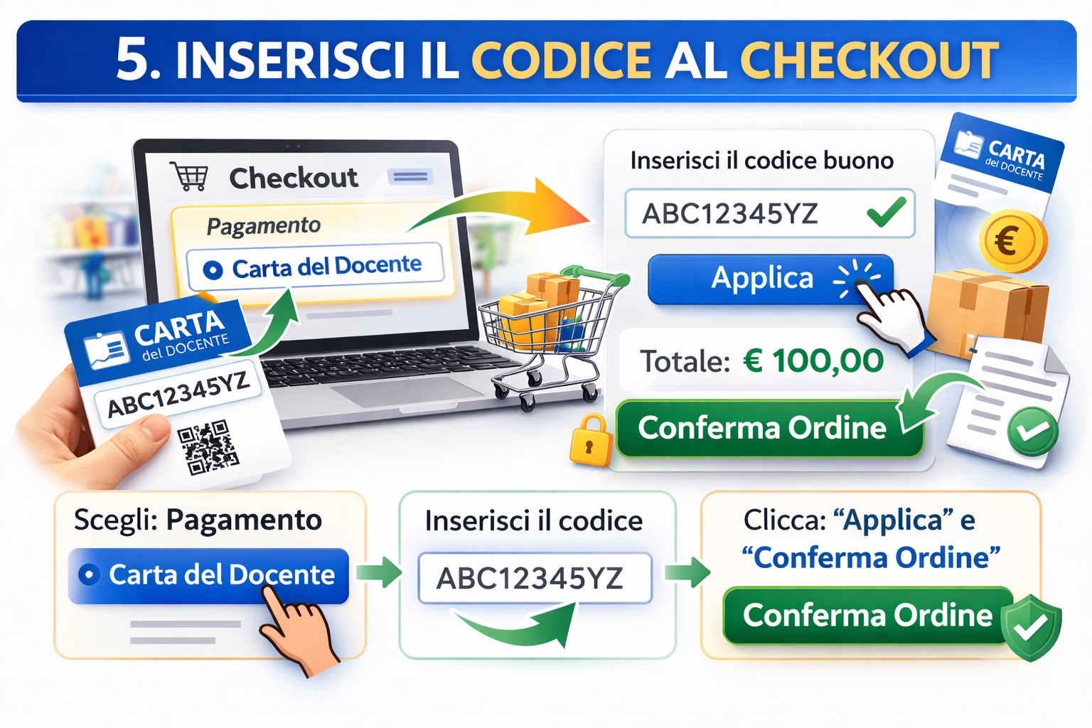 Step 5 Carta del Docente - Inserisci il codice al checkout